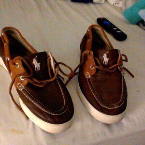 Polo Ralph Lauren Men’s Sander Brown Leather Boat Shoes
